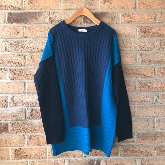 Vince Sweaters - VINCE | Blue colour block knitted sweater